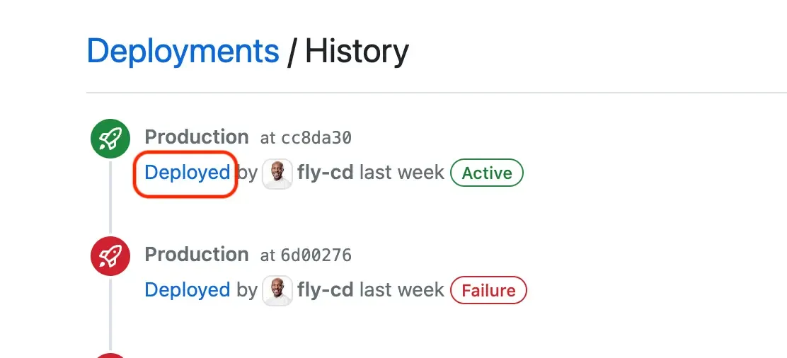 deployment - history